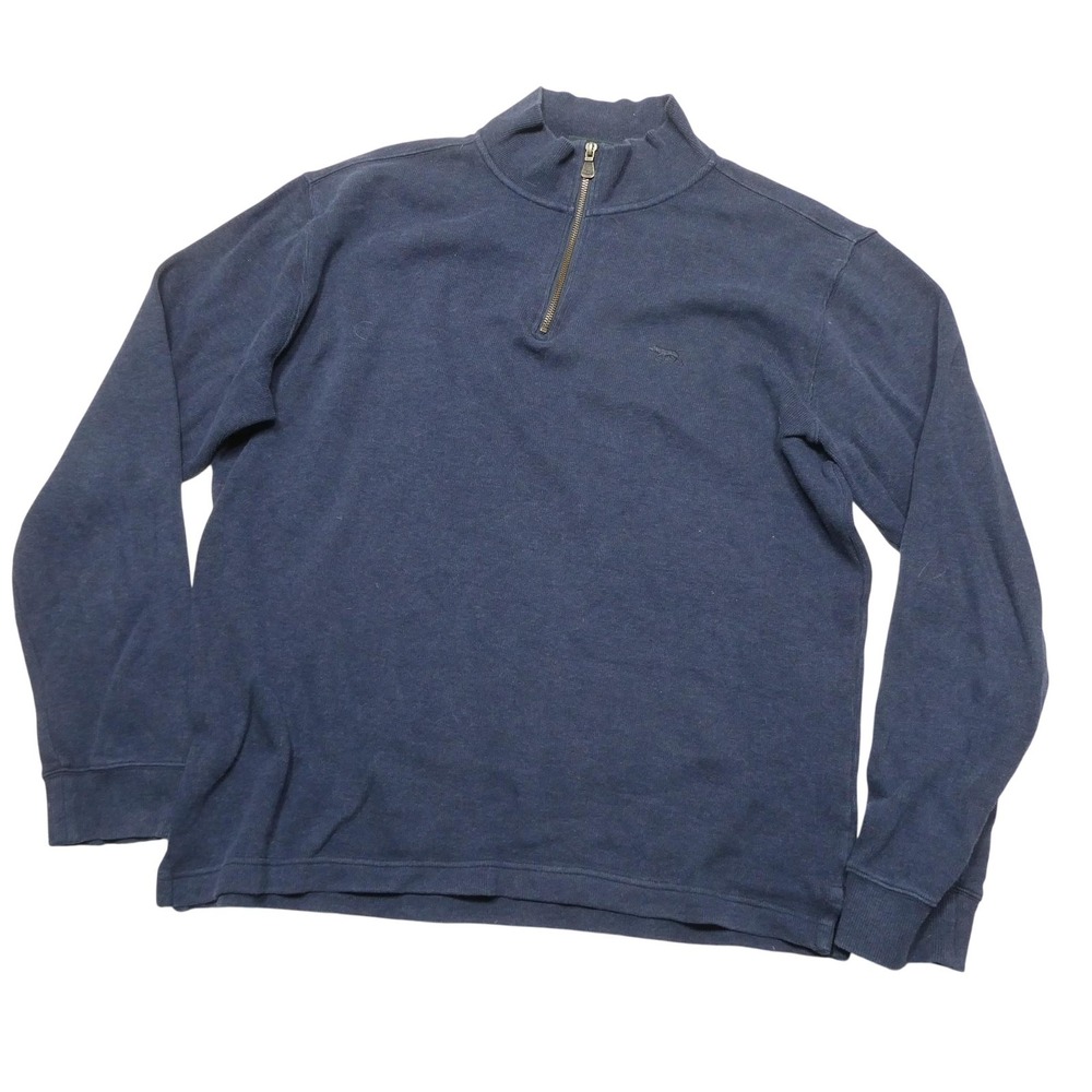 Rodd & Gunn Sweater‎ Mens L Blue Cotton 1/4 Zip Mock Neck Knit Pullover